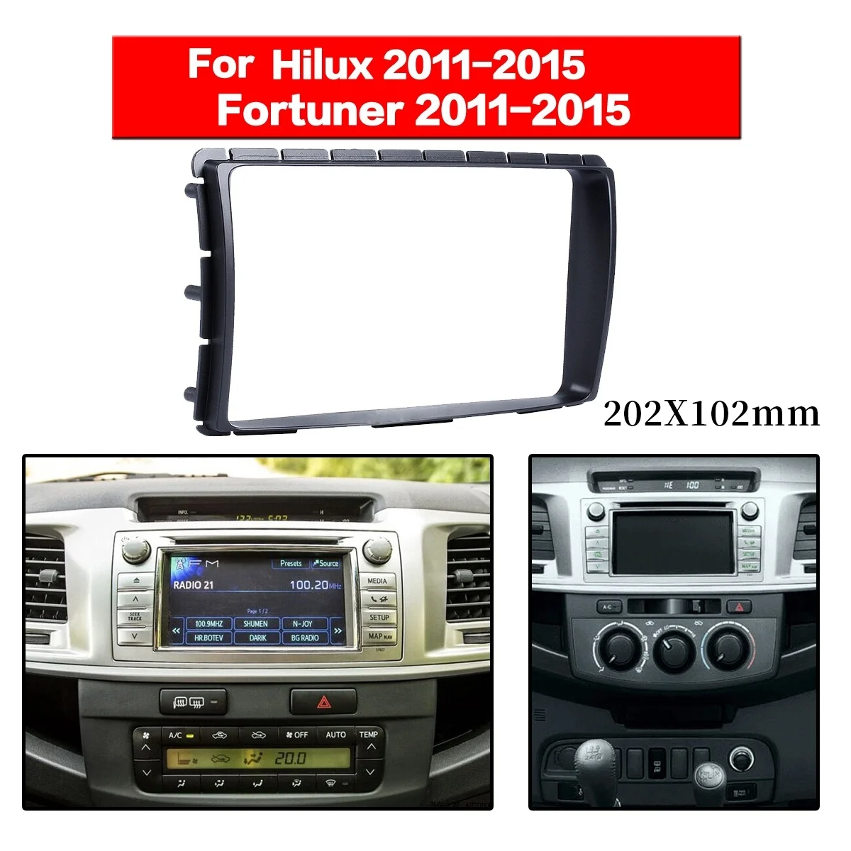 2 Din Dvd Stereo Panel Fascia for Toyota Hilux 2013-14 Fascia Radio Dash