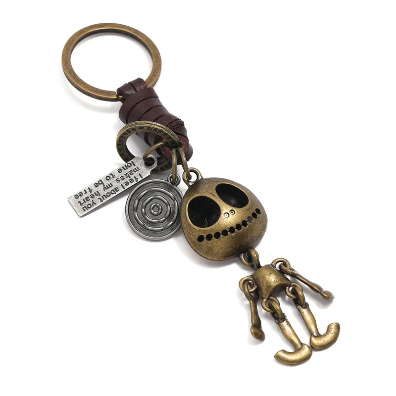 Personalized Skeleton Skeleton Pendant, Cowhide Keychain, Creative Weaving