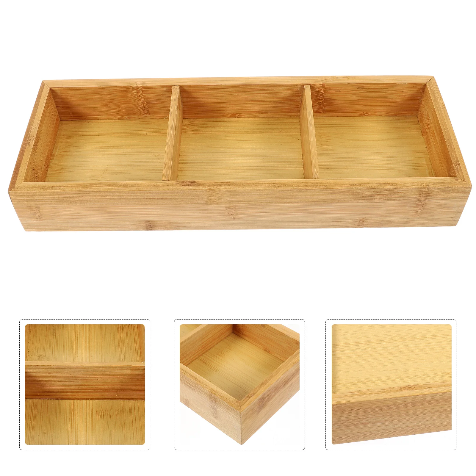 

Grid Plate Tray Divided Serving Platter Platters Candy Bowl Fruit Bamboo Trays for Food