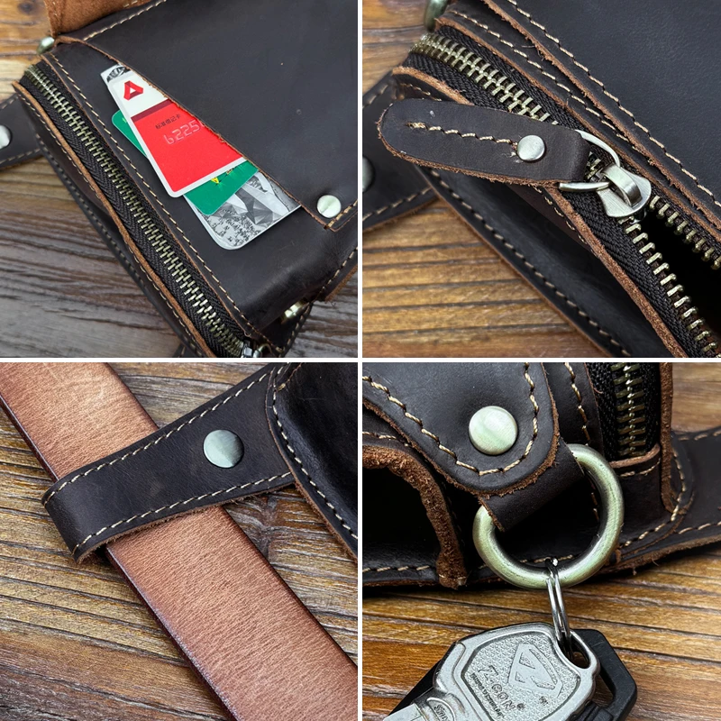 

Мужская поясная сумка из натуральной кожи в стиле ретро, многофункциональные сумки через плечо, спортивные поясные сумки для телефона Fanny для телефона 6,5 дюймов