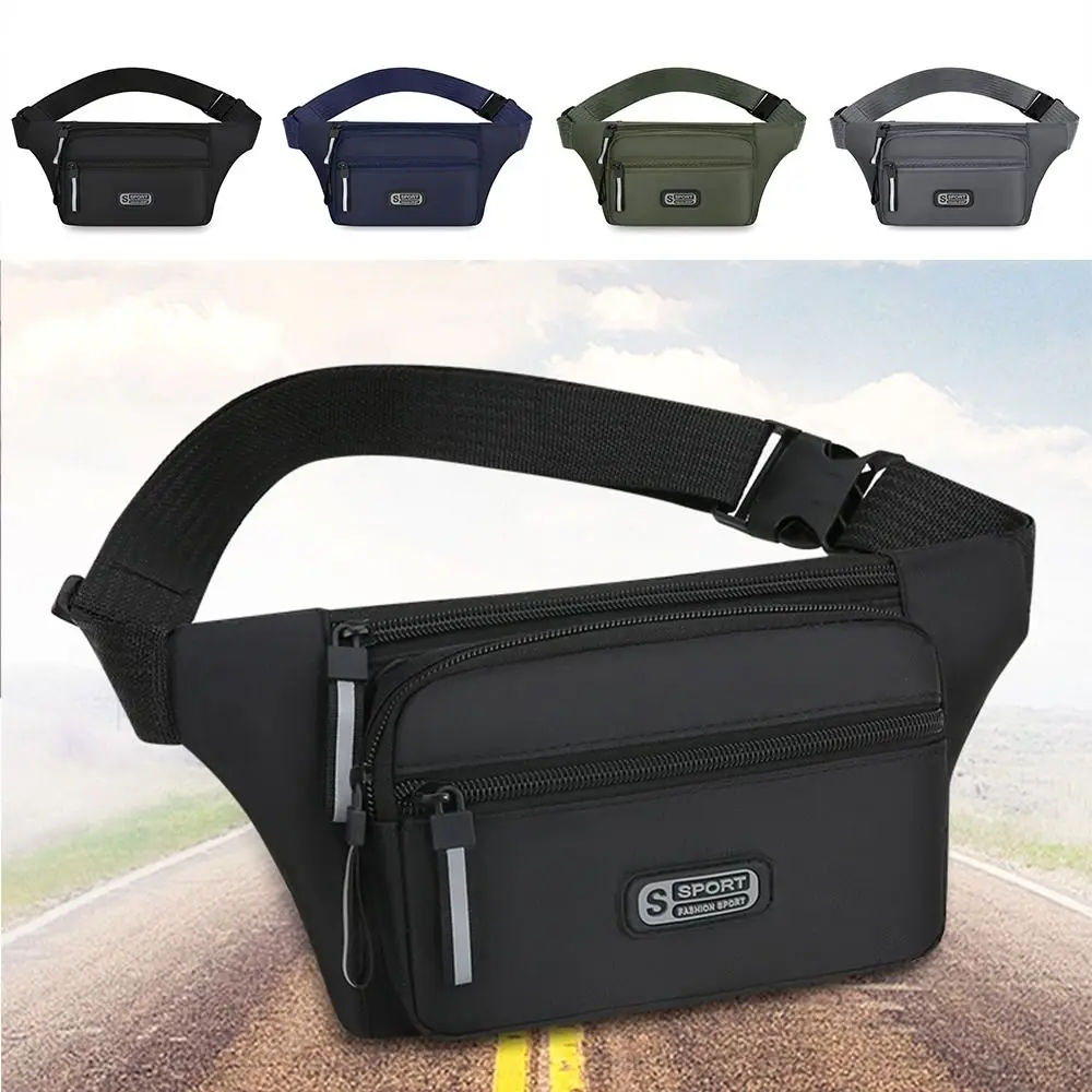 

Многофункциональная нейлоновая мужская поясная сумка, водонепроницаемая противоугонная нагрудная сумка, многослойная сумка для бега большой вместимости для улицы