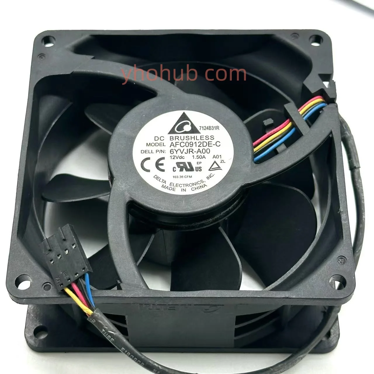 

Delta Electronics AFC0912DE-C DC 12V 1.5A 90x90x38mm 4-Wire Server Cooling Fan