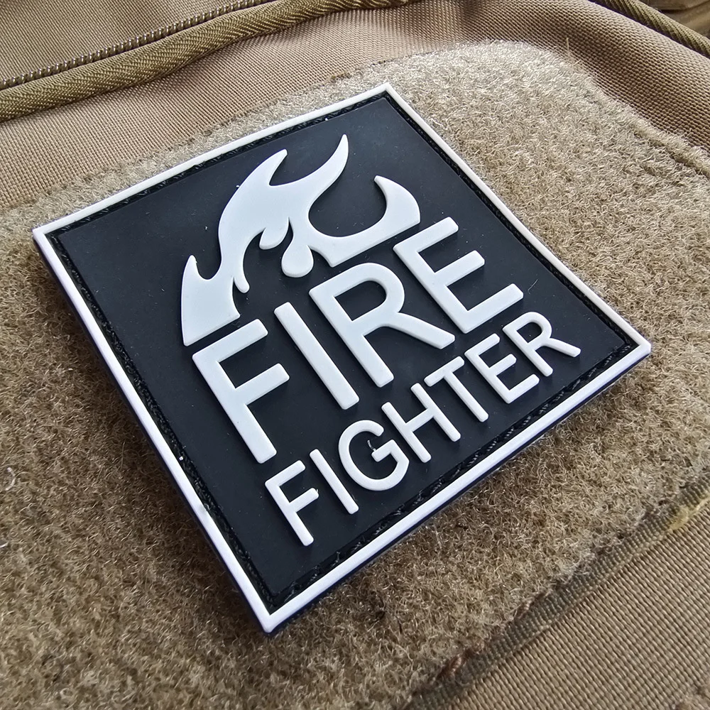 Fire Fighter Patch Rescue Military Hook Back Patches Medic Tactical Emblem Combat FIREFIGHTER PVC Badges