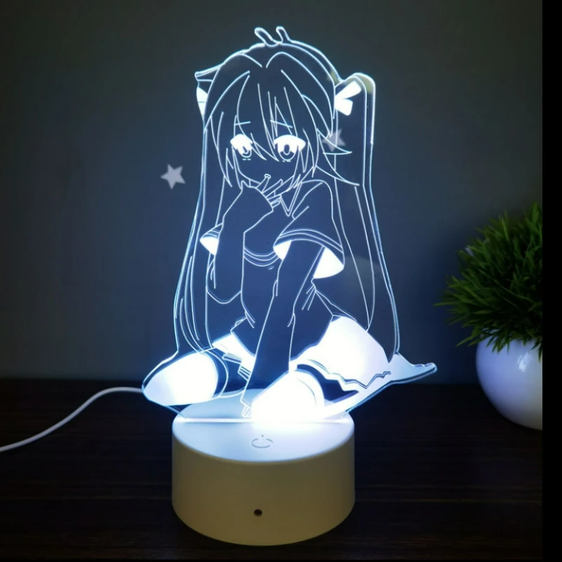 Hatsune Miku luz nocturna LED de animación de película, iluminación nocturna de habitación, Accesorios luminosos de carga USB