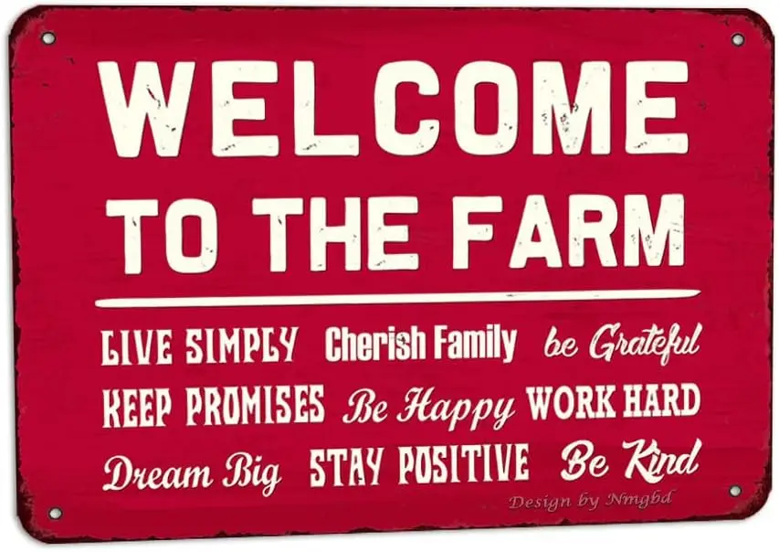 1p,Welcome To The Farm Retro Look Metal  Inch Decoration Painting Sign for Home Kitchen Farmhosue Bar Pub Man Cave Funny Wall De