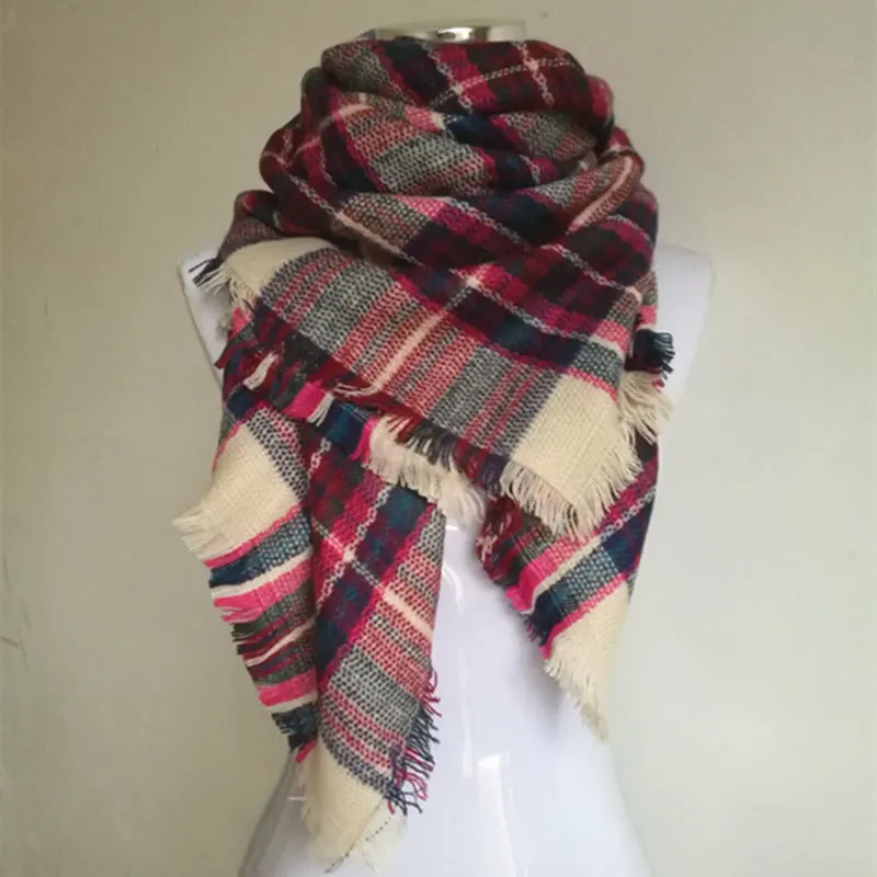 

Size 100cm square blanket Shawls scarf for women scarves Winter Cashmere tartan plaid Scarf Designer Acrylic warm Bufandas