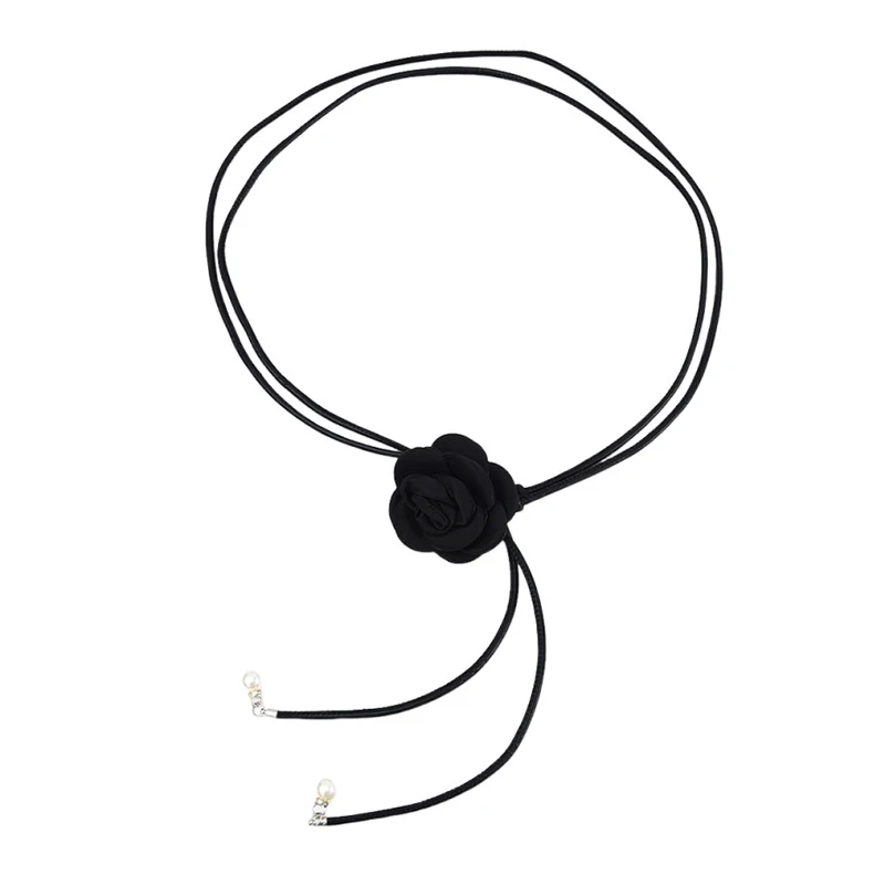 Кожаная веревка с цветком камелии, поясная цепочка для женщин, тонкий пояс, пояс с милым узлом, модная одежда, платье, декоративные пояса, ремень
