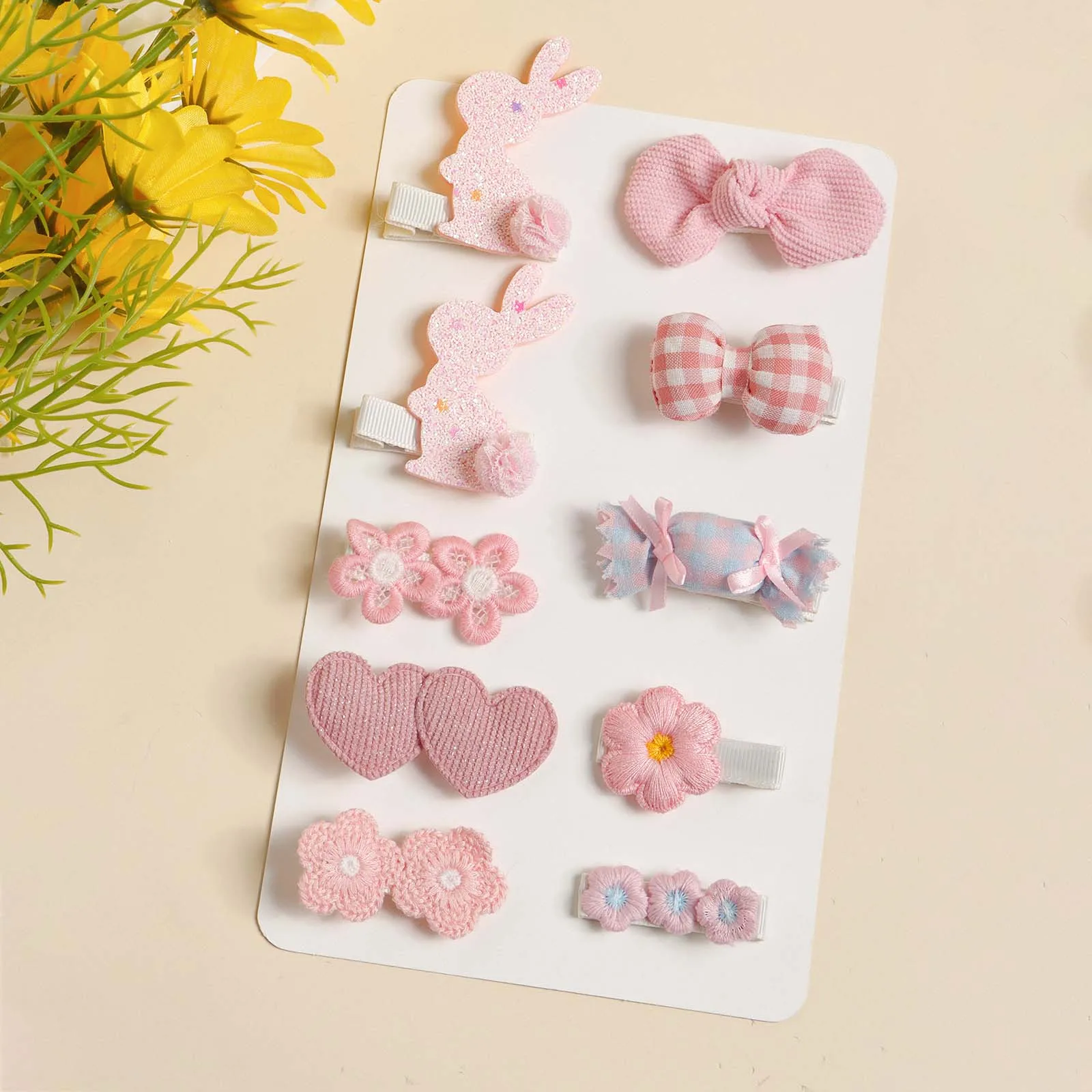 

10 шт., розовая мини-заколка для волос с цветком кролика, милые милые аксессуары для девочек, заколка для волос, подарки принцессы на день рождения, заколки для волос