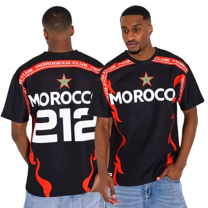 Morocco 212 Commemorative Jersey Trendy and Versatile Loose-fitting Retro Comfort Hot Sale Light and Thin Family Kids Tees