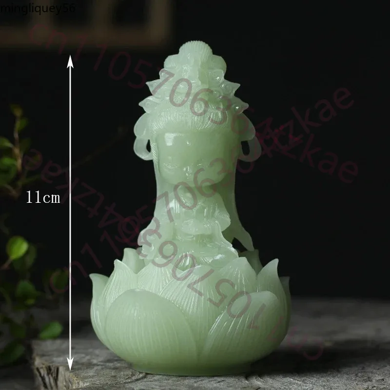 

Chinese Style Cartoon Guanyin Statuette Hand-carved Little Guanyin Bodhisattva