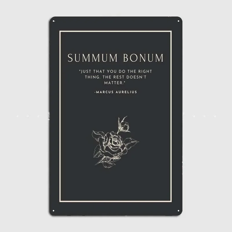 Summum Bonum Quotation Wall Decor Vintage Metal Signs for Office Garage Wall Decoration Retro Home Decoration Accessories Poster