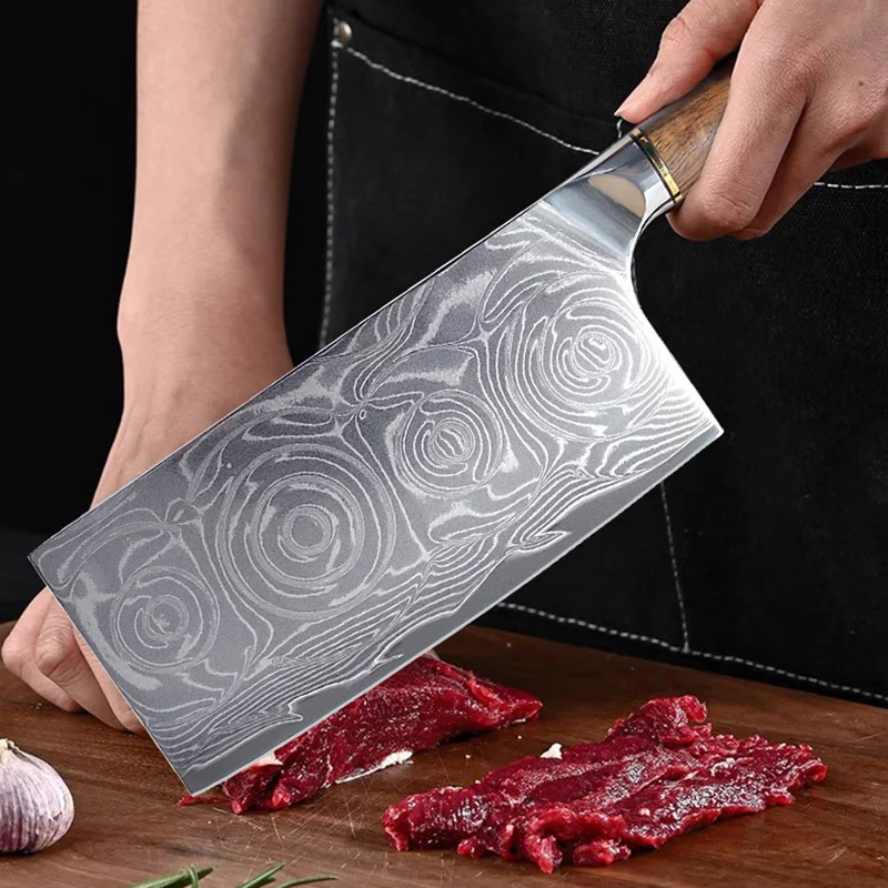 7 Inch Slicing Knife 67 Layers Damascus Steel 10Cr15MoV Blade Wood Handle Sharp Chefs Cleaver Meat Professional Kitchen Knife