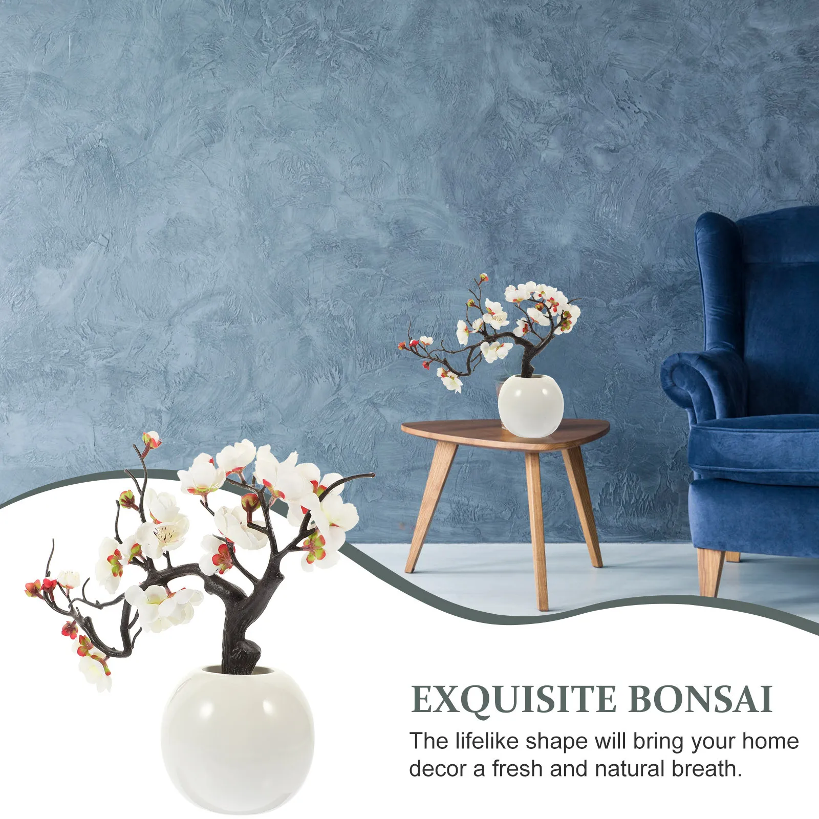 

Simulated Wintersweets Bonsai Potted Plant Artificial Desktop Decor for Home Office Kitchen Bathroom Faux Flowers Decoration