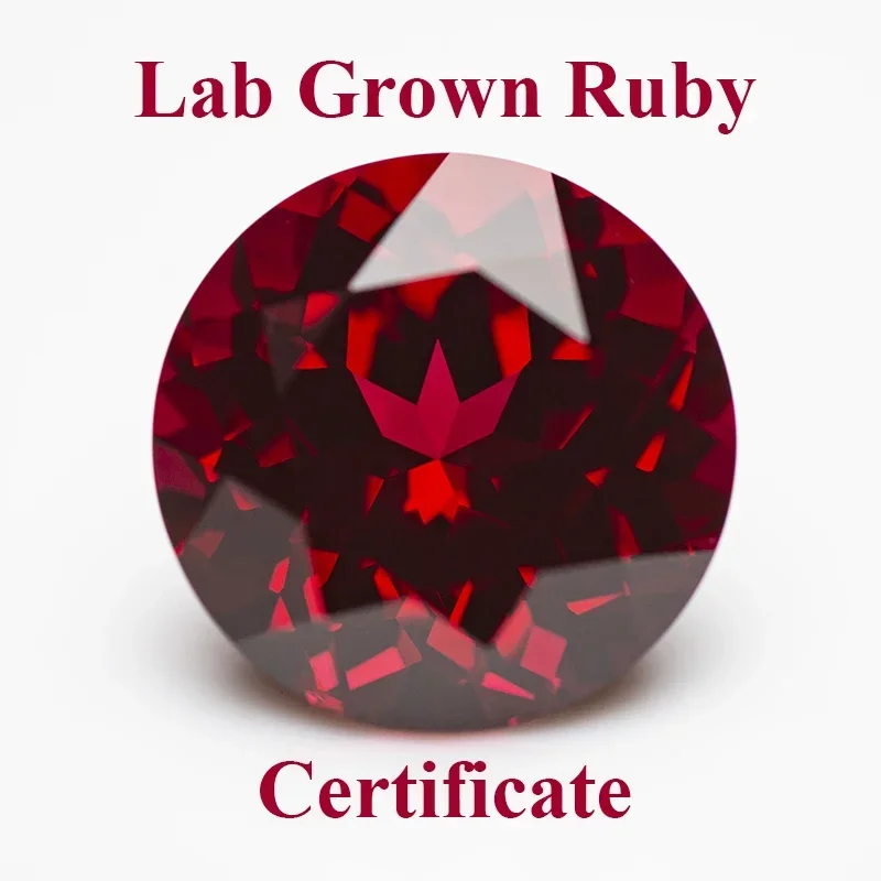 

Lab Grown Ruby Pigeon Blood Red Color Round Shape Charm Beads for Diy Jewelry Making Rings Materials Selectable AGL Certificate