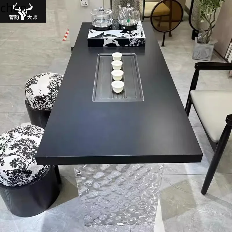 

i5.15 light luxury modern small apartment rock slab tea table minimalist balcony small tea table and chair combination
