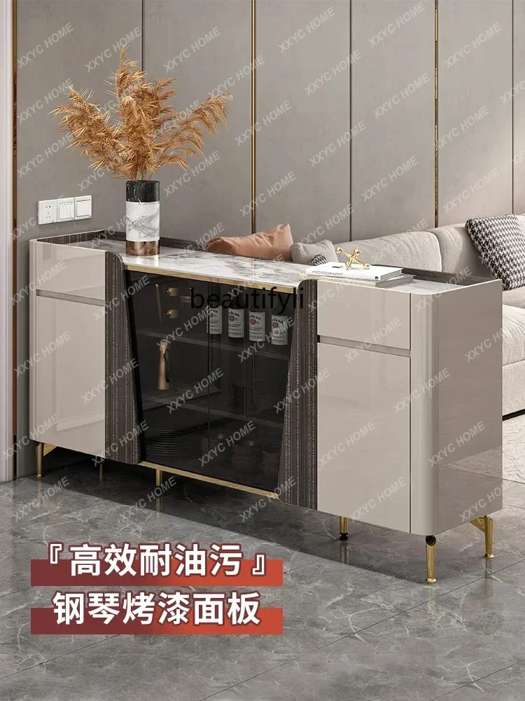 Q ضوء خزانة جانبية فاخرة غرفة المعيشة خزانة النبيذ المتكاملة جدار خزانة الشاي خزانة المطبخ