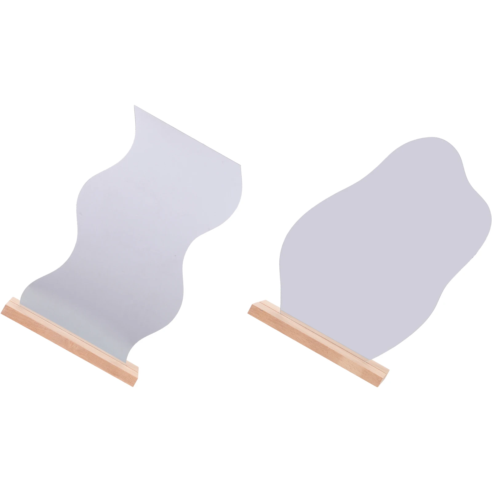 2 個の化粧鏡デスクトップフレームレス美的ミラー木製ベース安定した小さなドレッサー化粧鏡寝室用