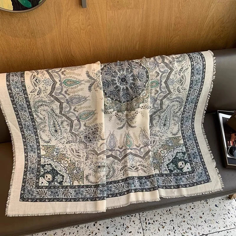 

Модный женский квадратный вискозный шарф ацтекский пейсли с цветочной бахромой хиджаб шали и накидки женские платки Echarpe дизайнер 130*130 см