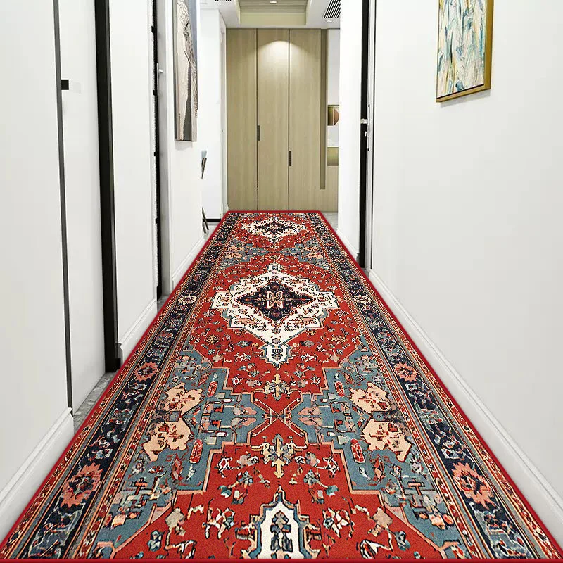 Persian Style Home Corridor Decoration Carpet Large Size Stairway Non-slip Mat Lint-free Easy Cleaning Hotel Hallway Long Rug