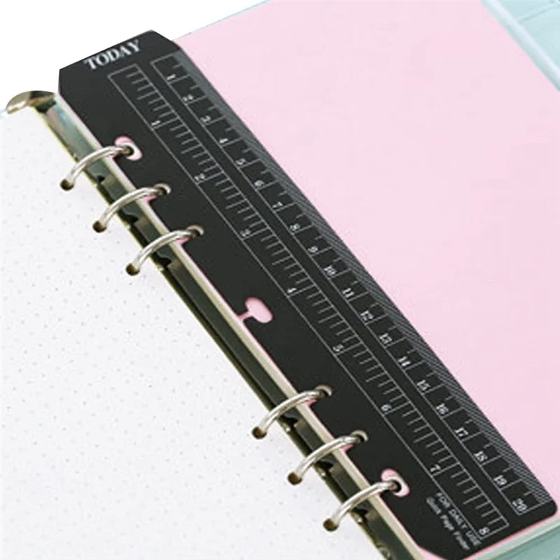 8Pack Plastic Measuring Ruler Quick Page Finder Page Marker Pouch PVC Bookmark Ruler For 6-Hole Binder Notebook(A5 )