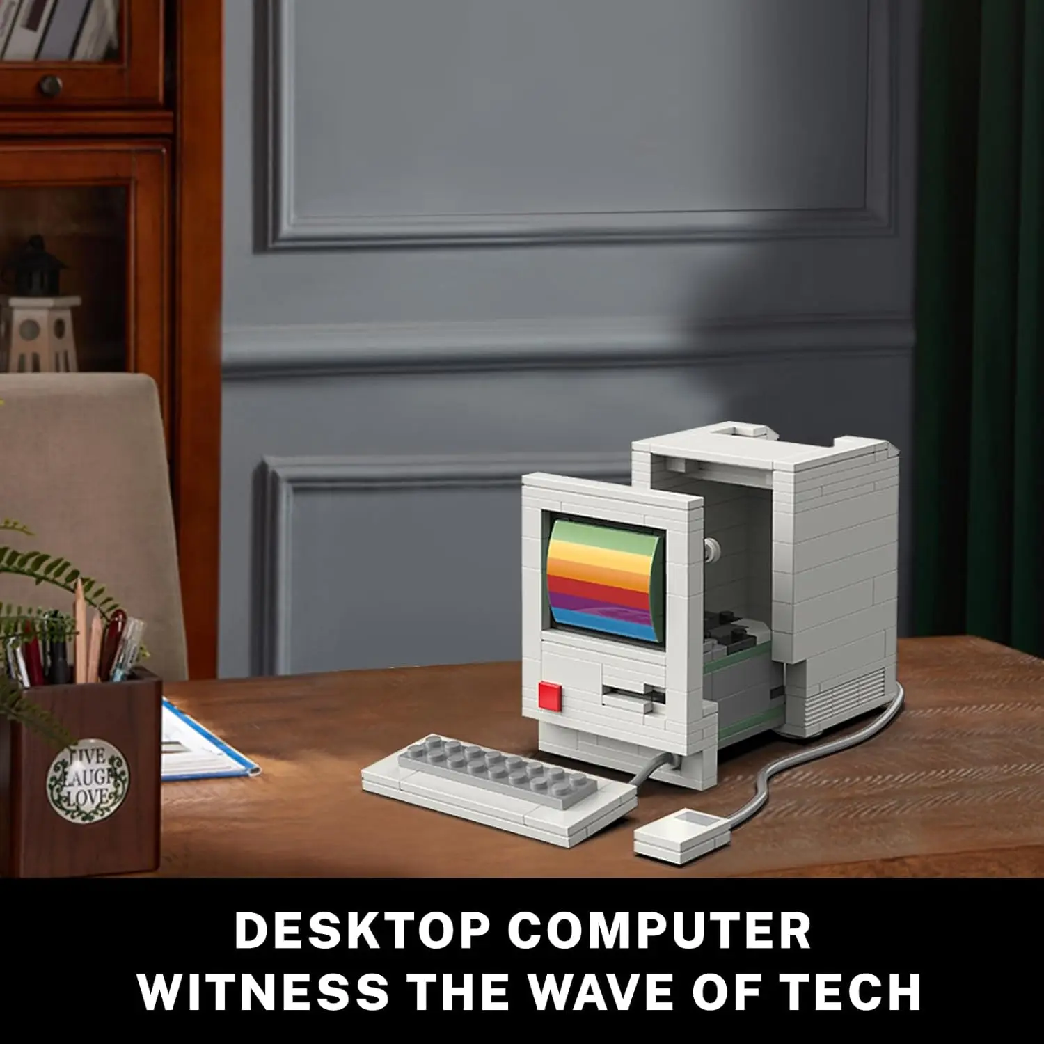 JAKI ريترو سلسلة اللبنات لعب الأطفال وحدات البناء أجهزة الراديو أجهزة الكمبيوتر المكتبية وحدات التحكم بالألعاب لتقوم بها بنفسك الحلي هدية #4