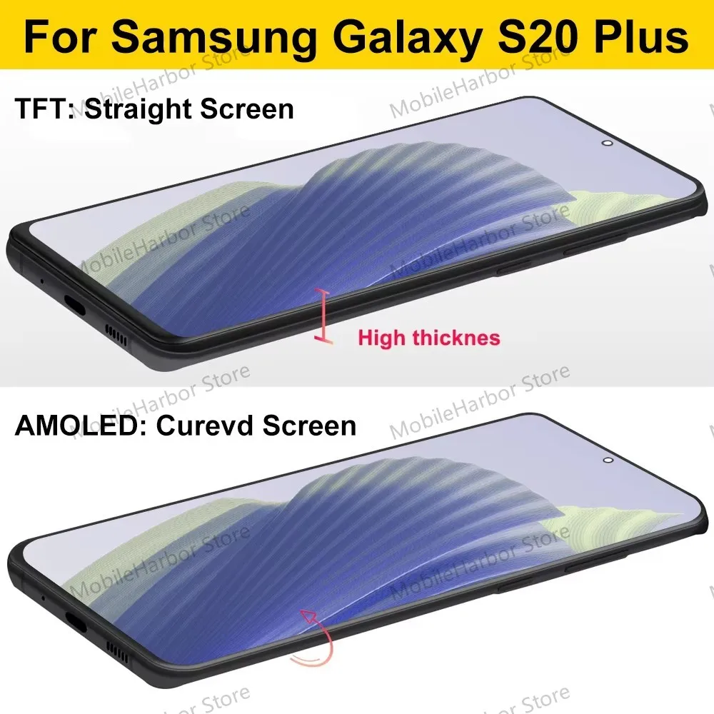 Super Amoled For Samsung Galaxy S20 Plus G985 G986 LCD Display Touch Screen Digitizer with Frame For Samsumg S20+ Replacement