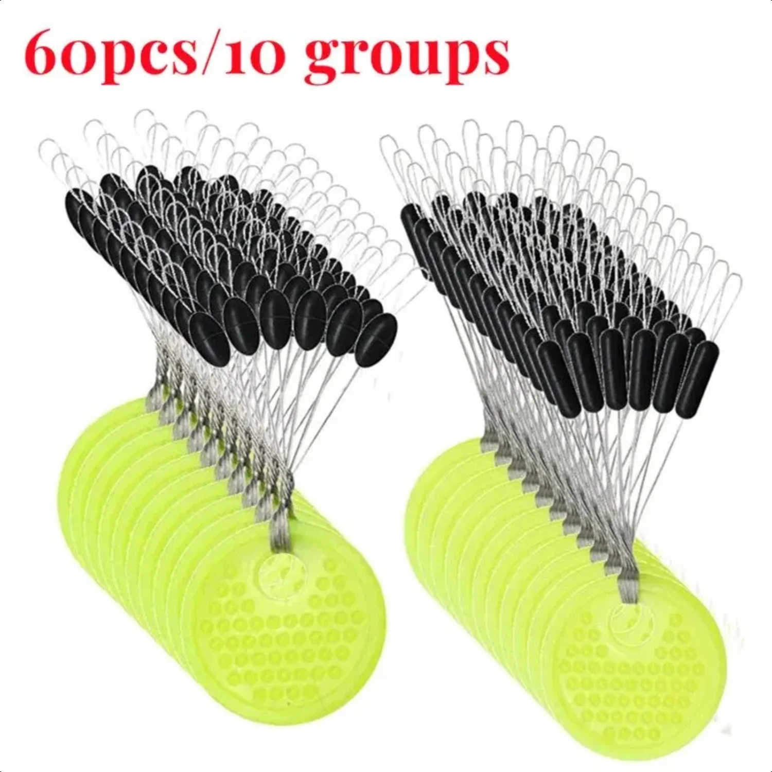 

10 Group 60pcs Resistance Vertical Space Beans Stopper Carp Fishing Tackle Accessories, Prevent Line Damage