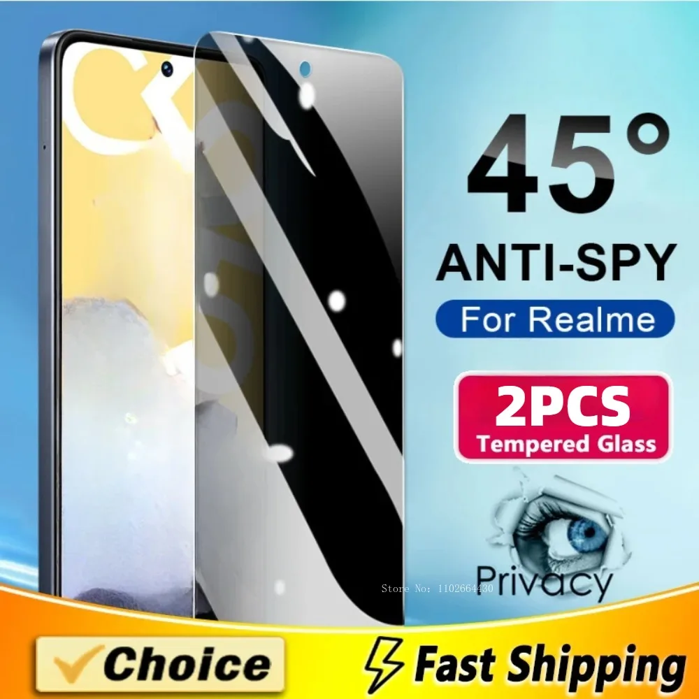 2Pcs Anti Peeping Screen Protector For Realme Narzo 10A 20 30A 30Pro 50(5G) 50i Prome 50Pro N53 55 60X Tempered Glass Anti Glare