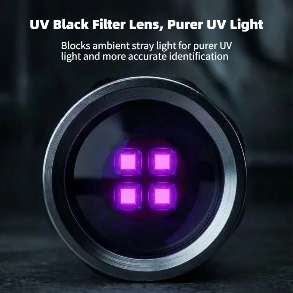365nm Ultraviolet LED Flashlight High Power Black Light Torch for UV Glue Curing Money Tobacco Wine Porcelain Detection