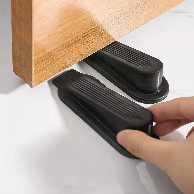 Silicone Door Stopper Self Adhesive Strong Suction Wall Protectors Hidden Stopper Wedge Shape Buffers Door Holder Office Doors