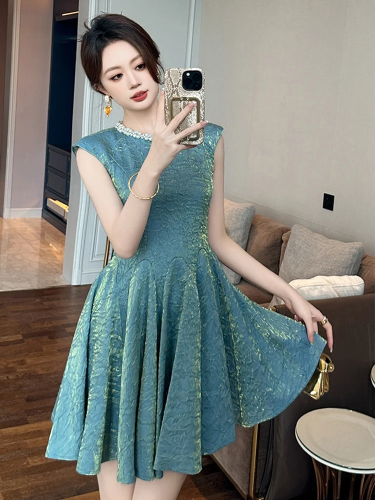 الملابس النسائية الفرنسية Kawaii فستان حفلة عيد ميلاد الحلو الماس اللؤلؤ الذهب مشرق مطوي الكرة ثوب أنثى تاريخ نادي Vestidos