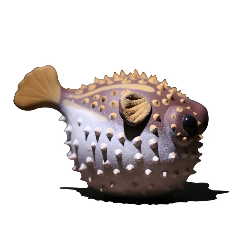 Tea Pet Puffer Fish Ornaments Creative Marine Goldfish Tea Favorite Ornaments Kung Fu Tea Set Table Decoration Home Tray