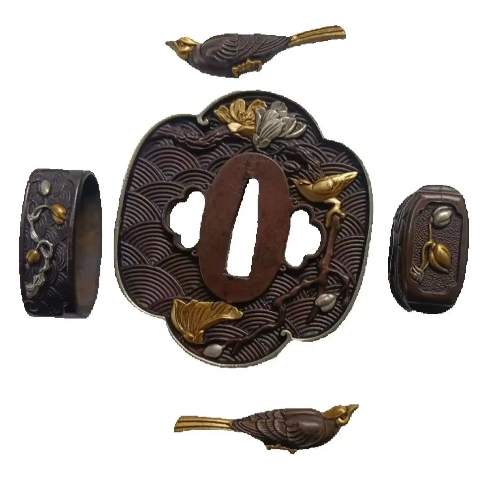 

Отличная часть меча, защита лезвия Tsuba Fuchi Kashira Menuki Bird, медь для катаны, самурая, сабля, танто