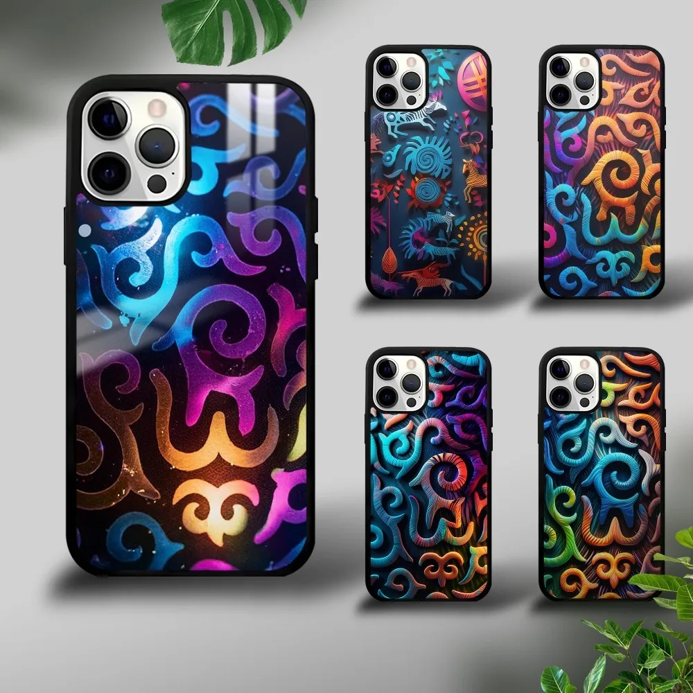 Kazakh  Colorurful Embroidery Phone Case For iPhone 16 15 14 13 12 11 Pro Xs Max Mini Plus Celulares Hard Funda