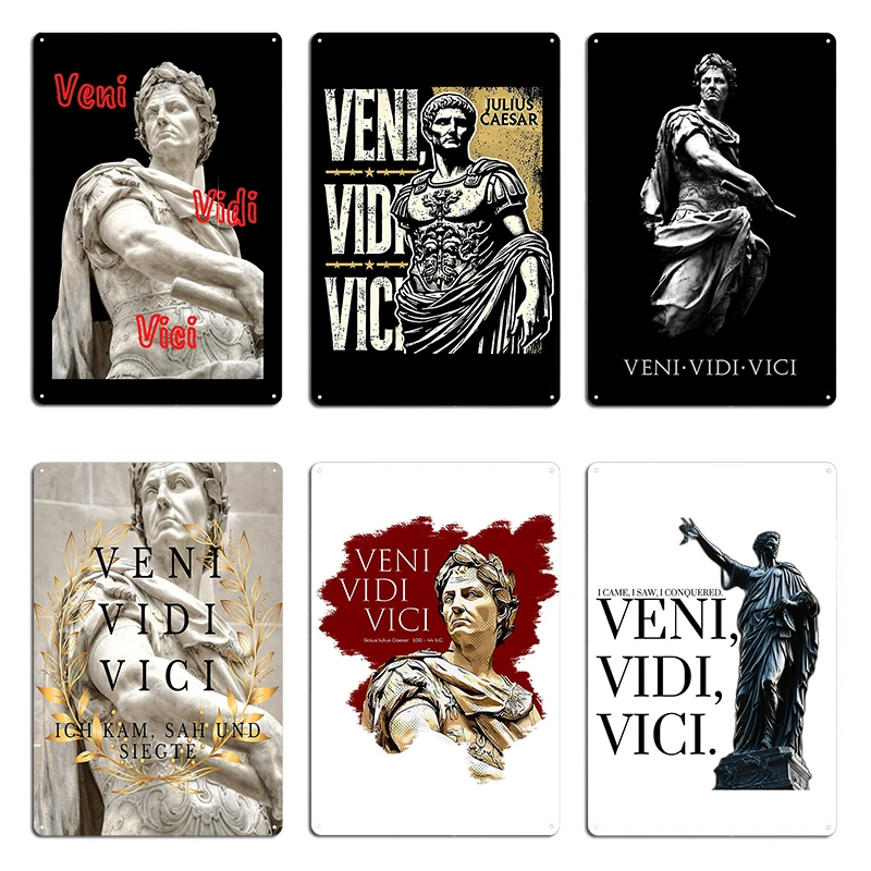 Veni Vidi Vici Caesar Metal Sign Wall Mural Party Vintage Party Designs Veni Vidi Vici Caesar Tin Sign Poster