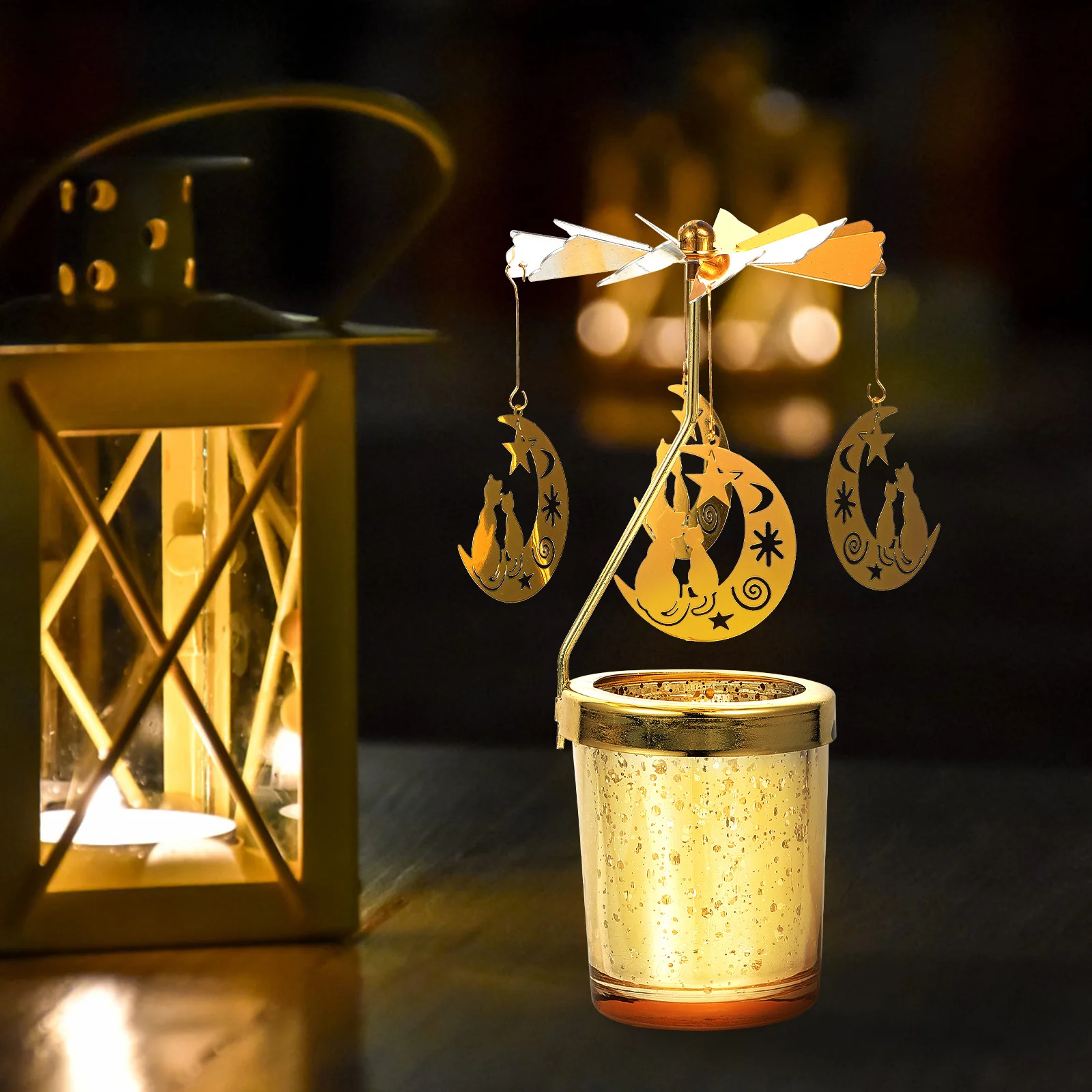 

1Pcs Rotating Candlestick Metal Holder Premium Decorative Stand Ornament Birthday Dinner Party Festival Home Decor