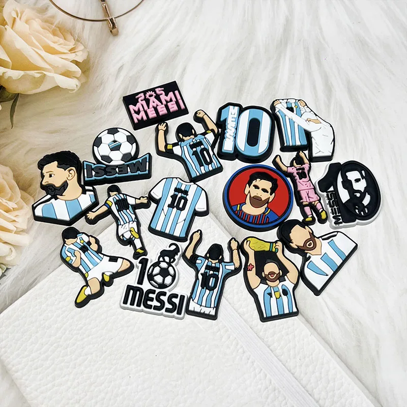 16-25pcs Football Superstar Shoe Buckle Accessories PVC Sandal Shoes Charms Clogs Pins Decor Kids Man Party Gift image 4