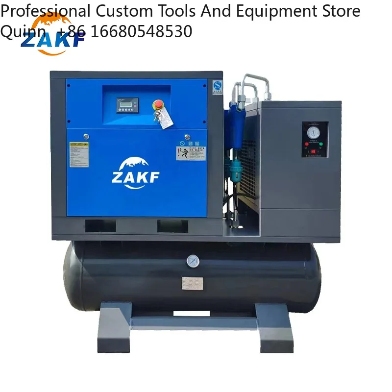 GCZAKF 10hp 7.5kw Integrated Screw Air Compressor Tan Mounted With 400l Air Tank and Dryer