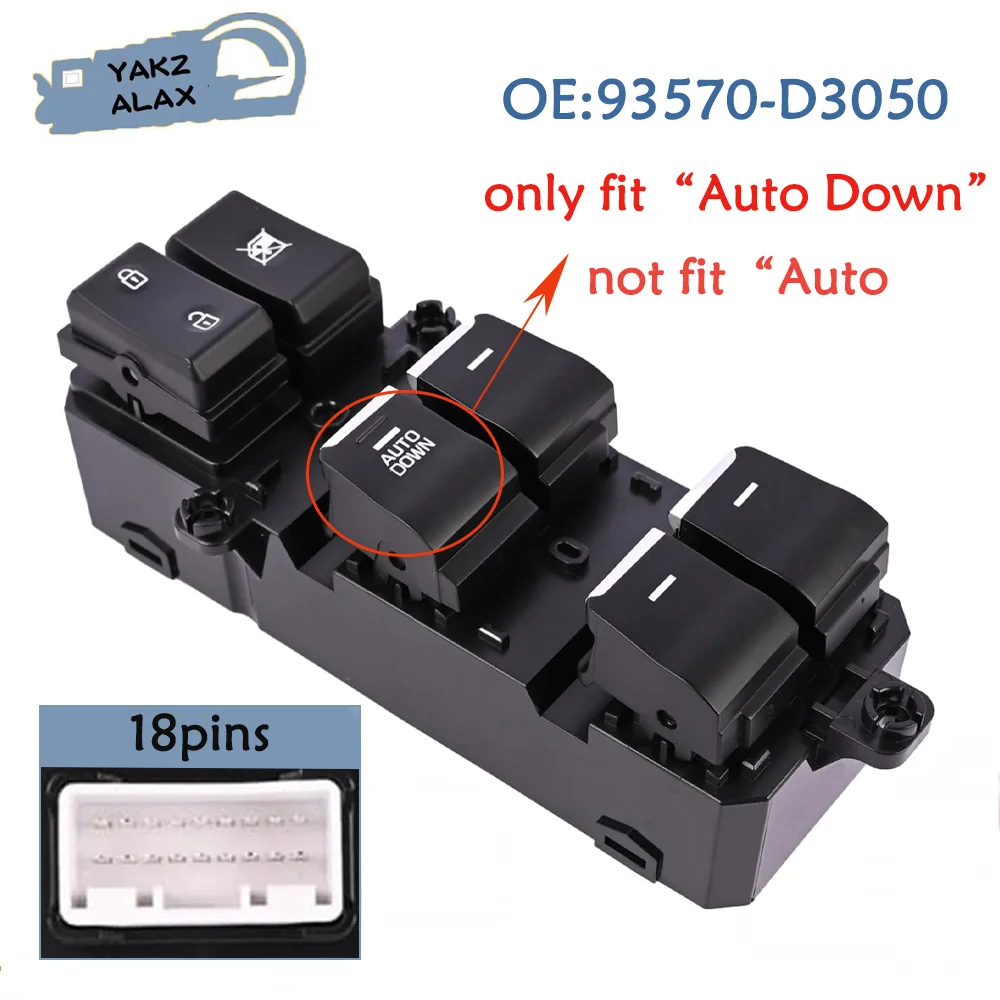 

For Hyundai Tucson 2016 2017 2018 2019 Electric Master Power Window Control Switch Glass Lifter Button 93570-D3050 93570-D3051