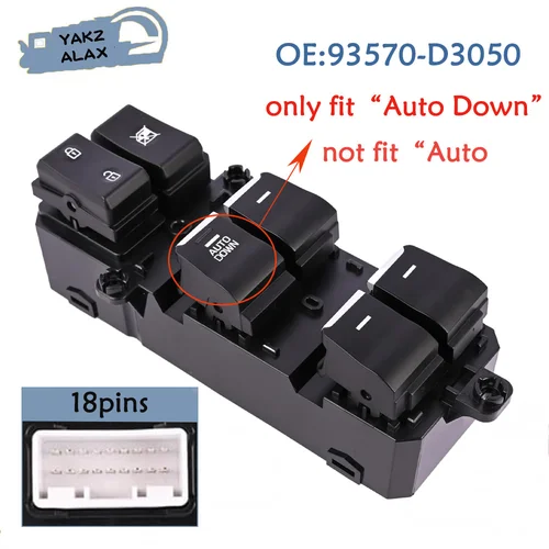 Para Hyundai Tucson 2016 2017 2018 2019 interruptor de Control de ventanilla eléctrica principal botón elevador de vidrio 93570-D3050 93570-D3051