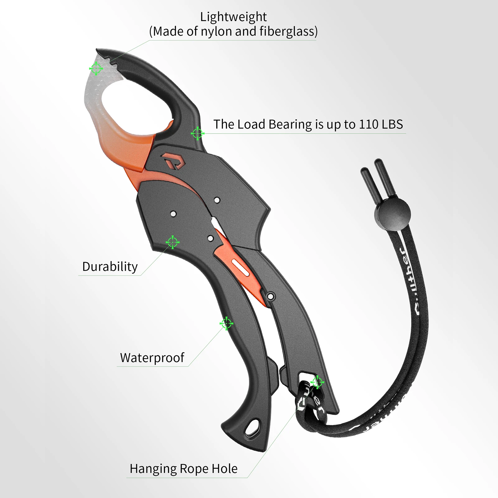 Pullther Fishing Gripper Pliers 45KG Strong Load-bearing Capacity Fish Lip Clip Grip Controller Fiberglass Grabber Tackle Tools