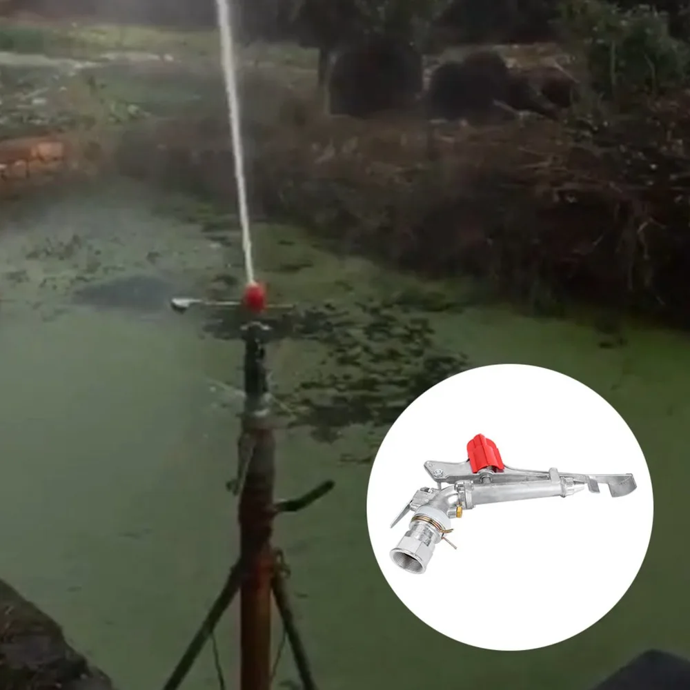 1.5in DN40 Female Thread Impact Sprinkler Gun Zinc Alloy 360 Degree Adjustable Rocking Arm Sprinkler Heavy Duty Large Coverage