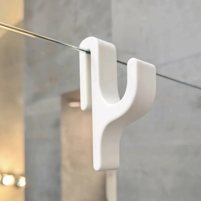 1-3 Shower Door Hooks - 8mm Frameless Glass Hanger, Bathroom Rack for Robes, Pajamas, Towels, Easy Install, No-Drill