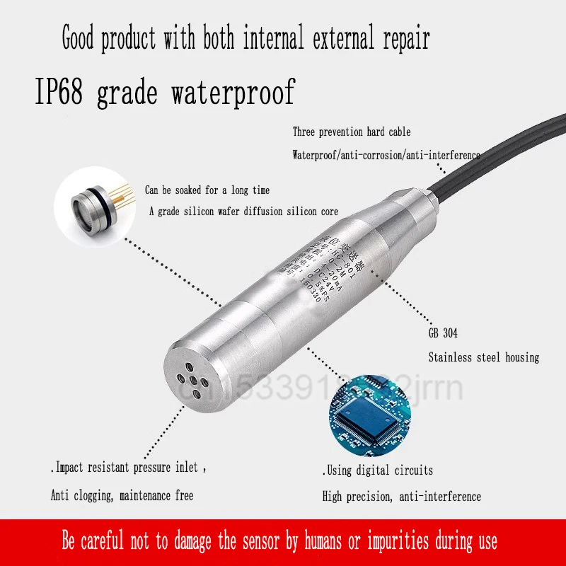 Fire Water Tank Water Level Display Liquid Level Transmitter 802 Sensor Within 1-5-10 Meters+Light Column Meter+Alarm Wire Box