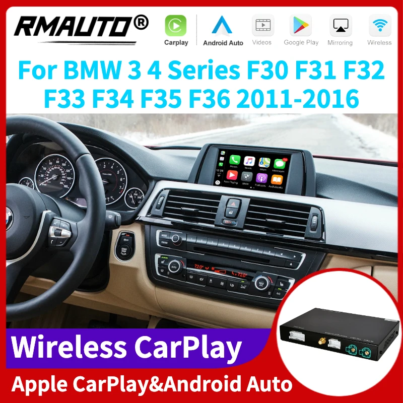 

RMAUTO Wireless Apple CarPlay NBT CIC System for BMW 3 4 Series F30 F31 F32 F33 F34 F35 F36 2011-2016 Android Auto Mirror Link