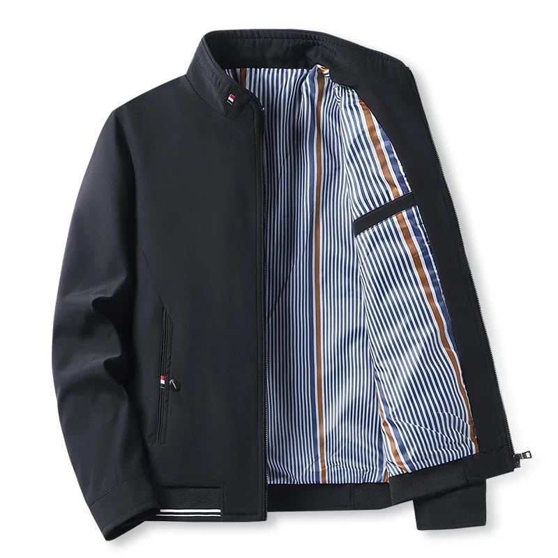 

Brand Jacket Men's 2025 Spring and Autumn Fashion All-match Solid Color Collar Windproof Jacket Male Casual Business Loose Coat