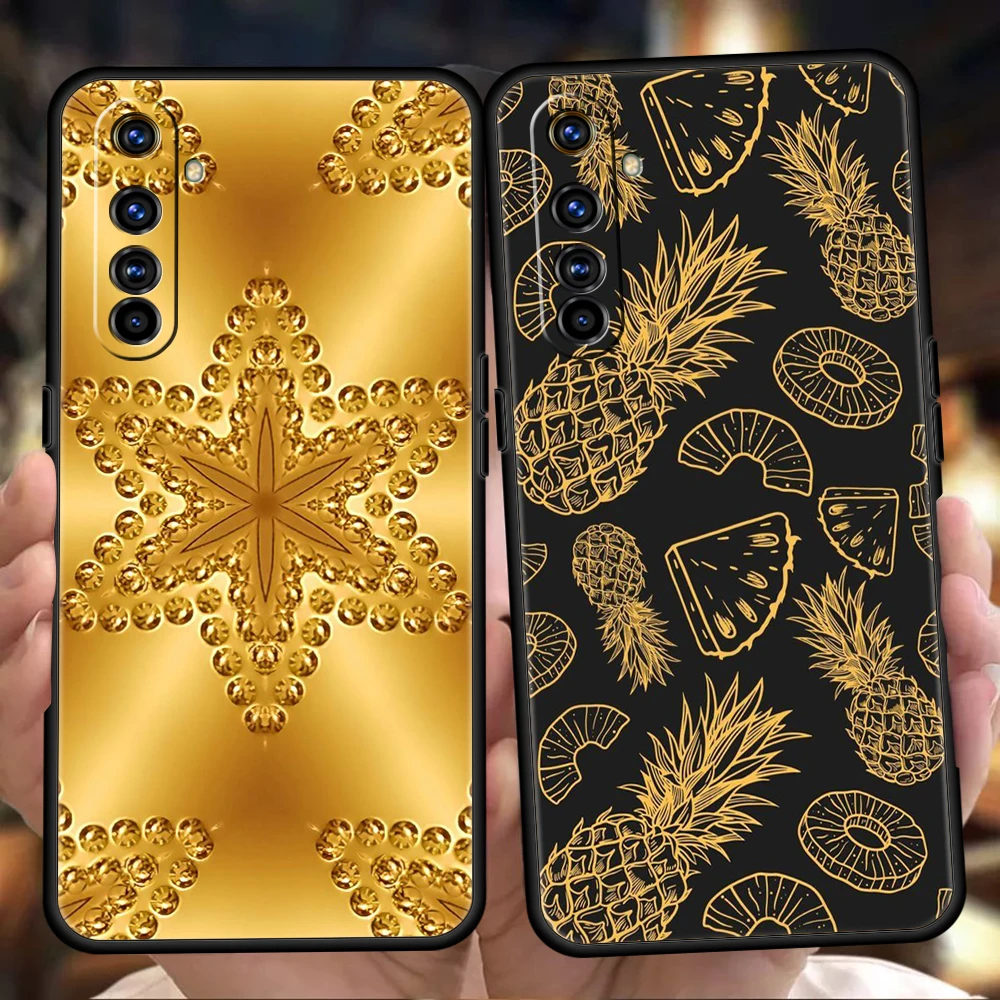 Gold Foil Art Phone Case for Oppo A17 A12 A57 A74 A16 Find X5 X6 A52 A53 A54 A15 Reno 6 Z 7 Pro A9 2020 5G Silicone Shell Capas