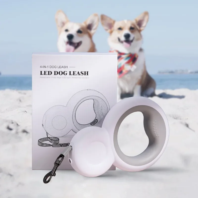 New Multifunctional Traction Rope Night Light Pet Products with Automatic Contraction for Walking Dogs