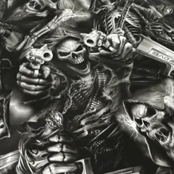 Width 50CM Water Transfer Printing Film Skeleton Gun Pattern Hydro Dip Print Film