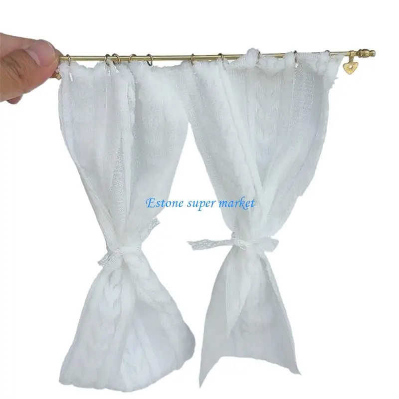 090B Handcrafts Miniature Golden Curtain Rod Model Figurine For 1/12 Doll House Decors